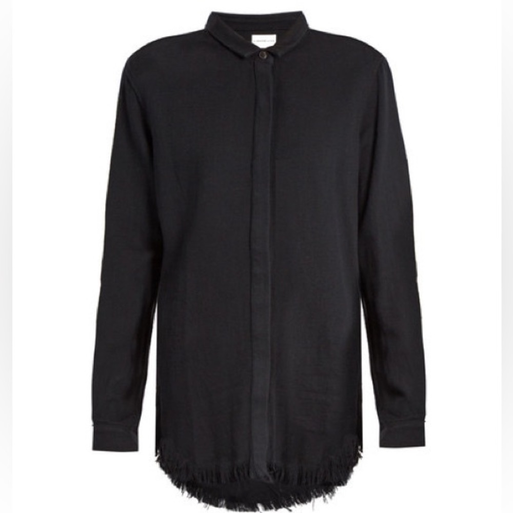 SIMON MILLER Yava frayed-hem cotton shirt in black Size M/L